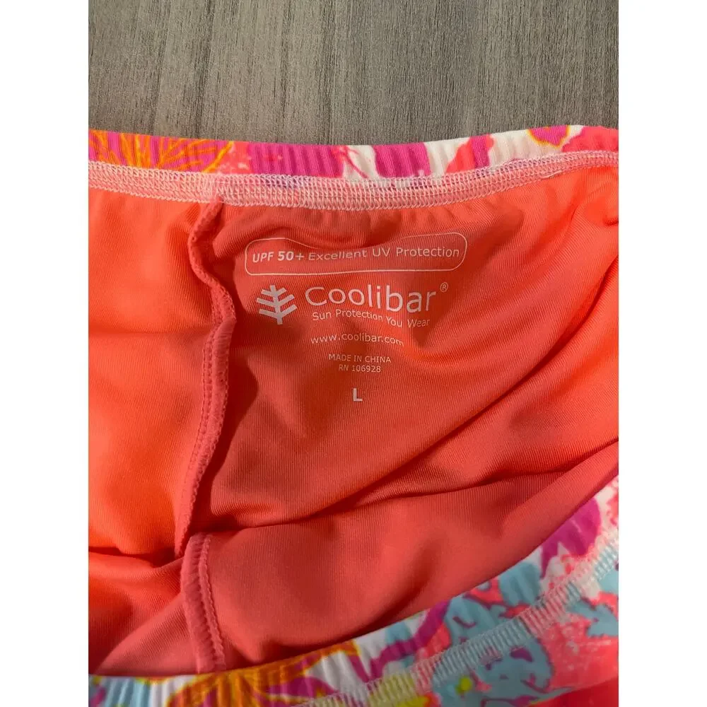 Coolibar Girls orange pink floral skirt and long sleeve set size large